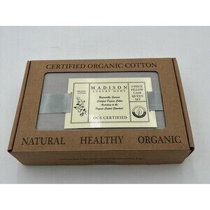 Madison Luxury Home Queen Pillow Cases Set Of (2) Organic Cotton Gray